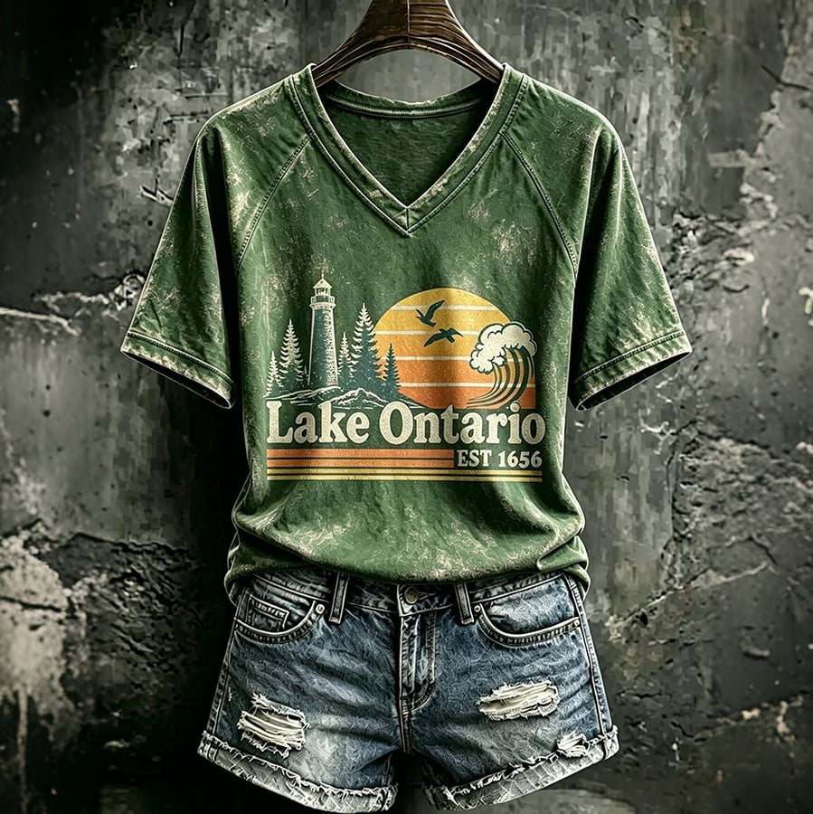 Women's Retro Always Lake Ontario Printed T-shirt