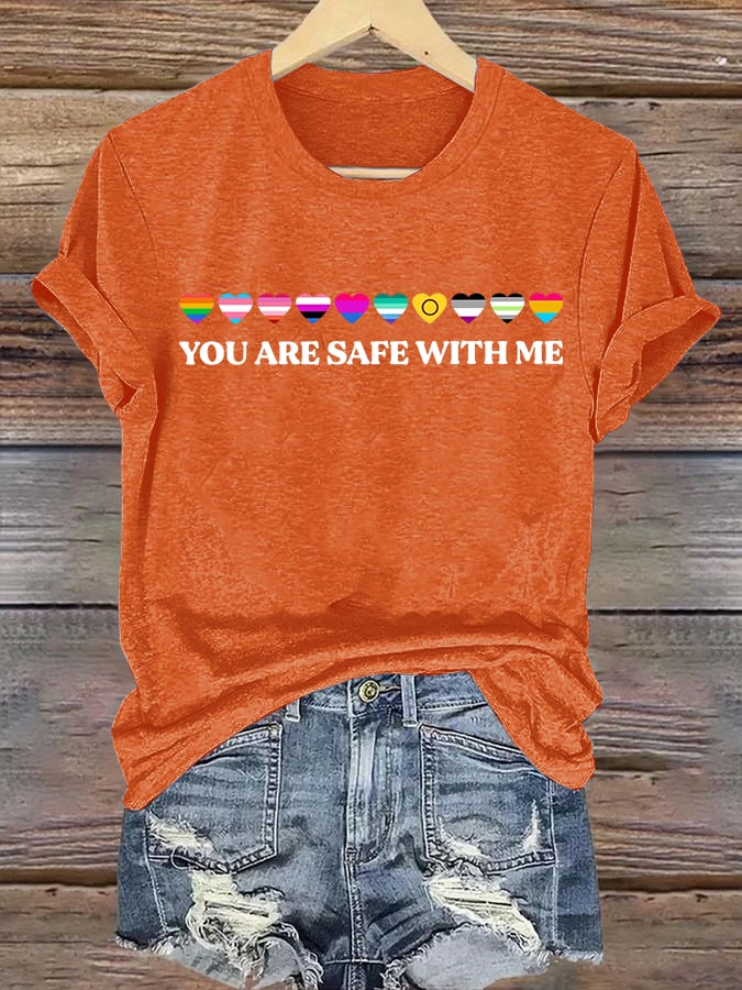 Women's  YOU ARE SAFE WITH ME  Print T-Shirt