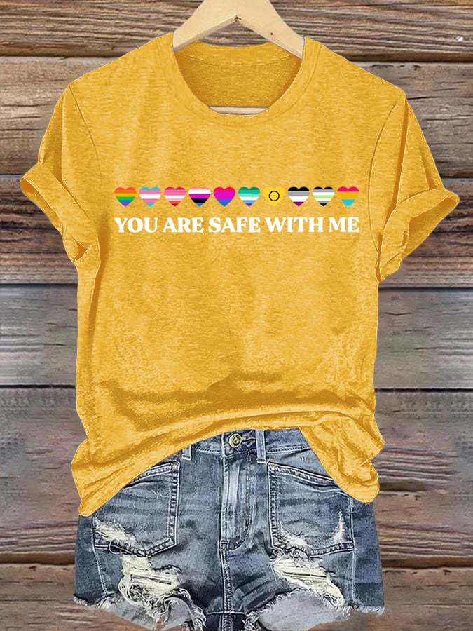 Women's  YOU ARE SAFE WITH ME  Print T-Shirt