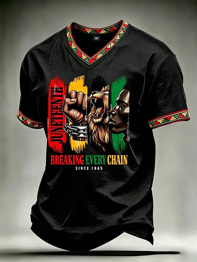 Men's Juneteenth Breaking Every Chain We Rise Printed Casual T-shirt