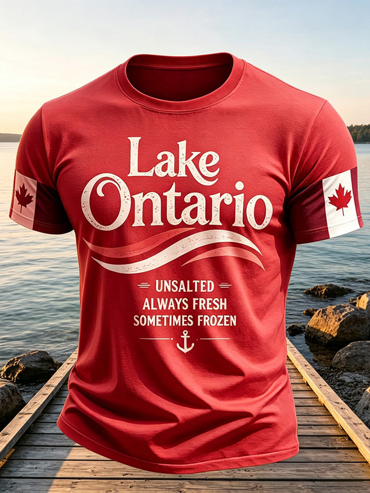 Men's Retro Canada Lake Ontario Printed T-shirt
