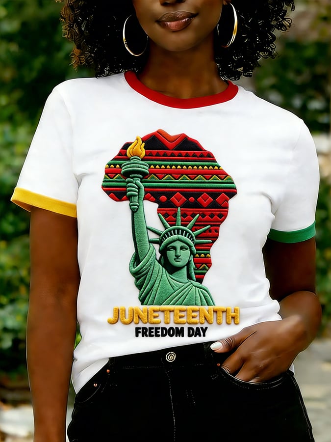 Women'S Casual Juneteenth-Themed Short-Sleeve Crewneck T-Shirt