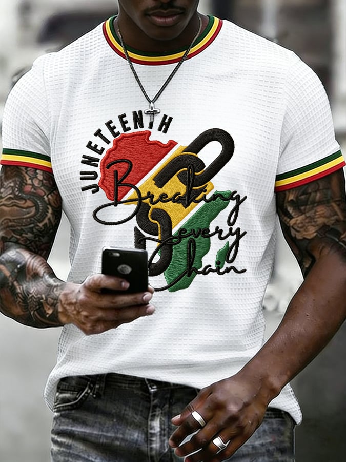 Men's Juneteenth Breaking Every Chain Printed Casual T-shirt