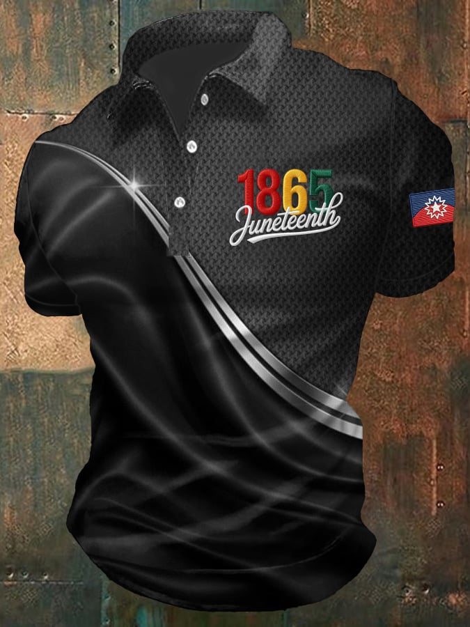 Men's Juneteenth Print  Casual Polo Shirt