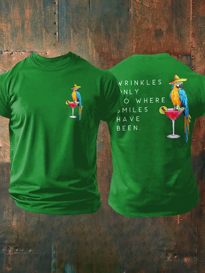 Retro Wrinkles Only Go Where Smiles Have Been Print T-Shirt