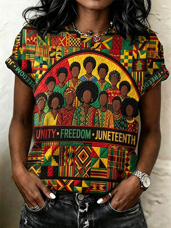 Women's Unity Freedom Juneteenth Print Casual T-Shirt