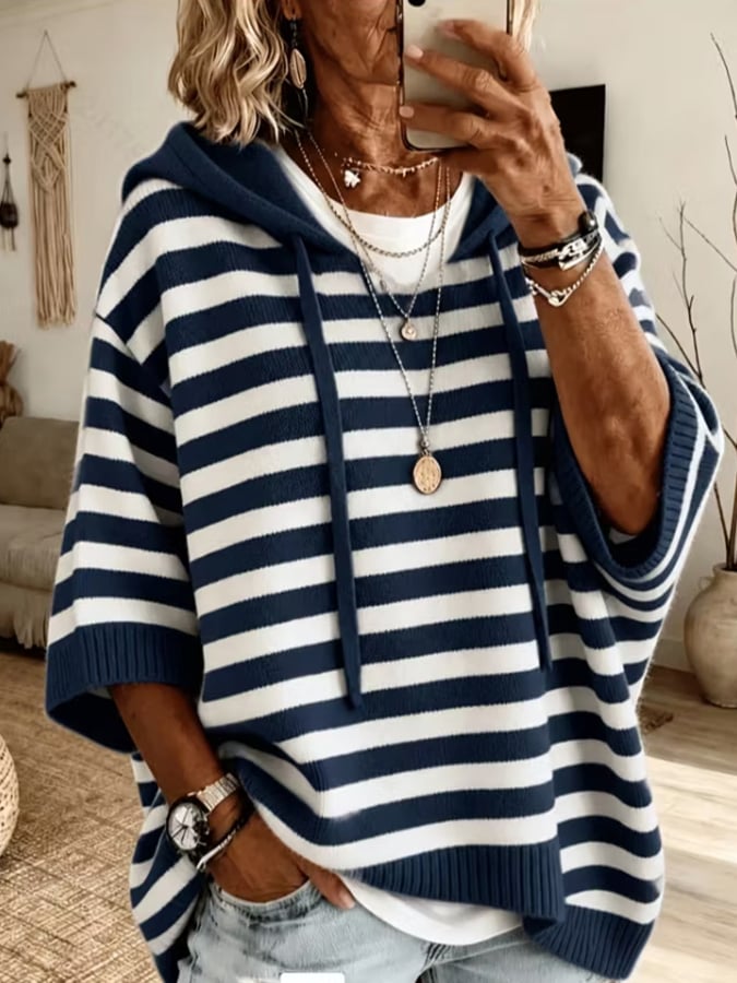 Women's Plaid And Stripe Art  Print Cardigan
