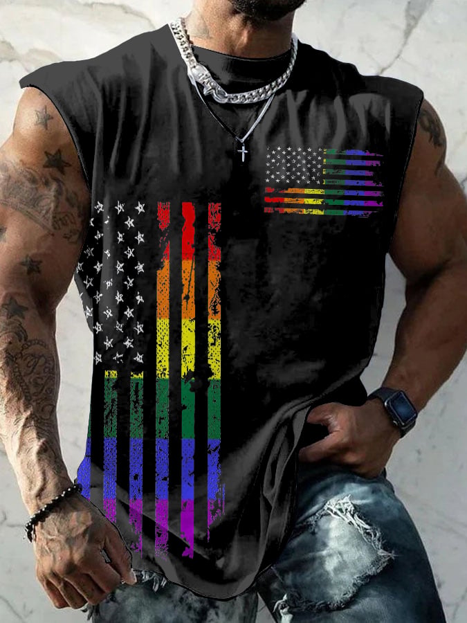 Men'S Casual LGBT Pride Month Flag Printed Vest