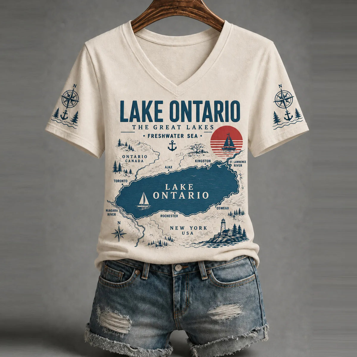 Women's Lake Ontario Always And Forever V-neck Tee