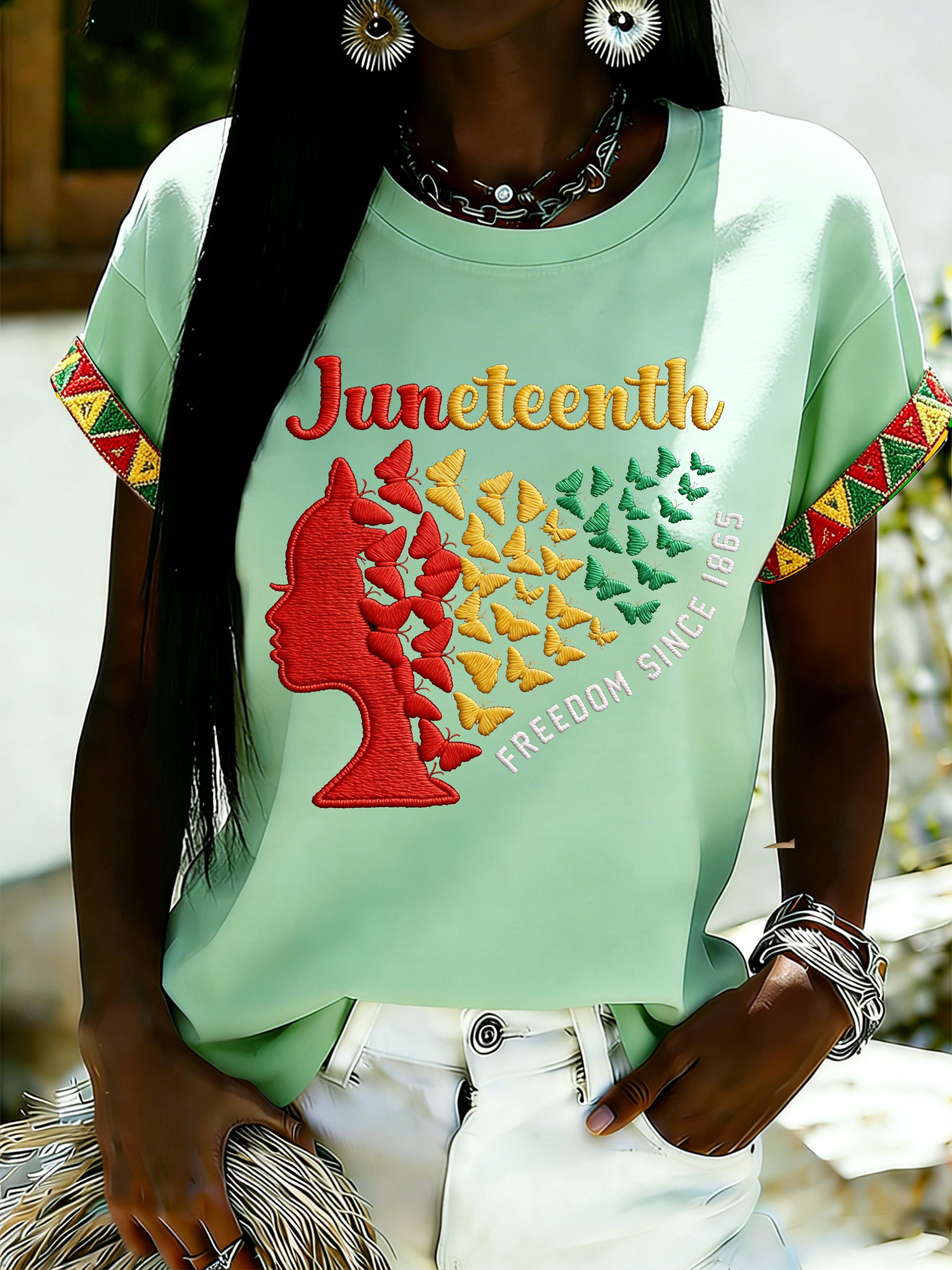 African American Women's Juneteenth Print Top