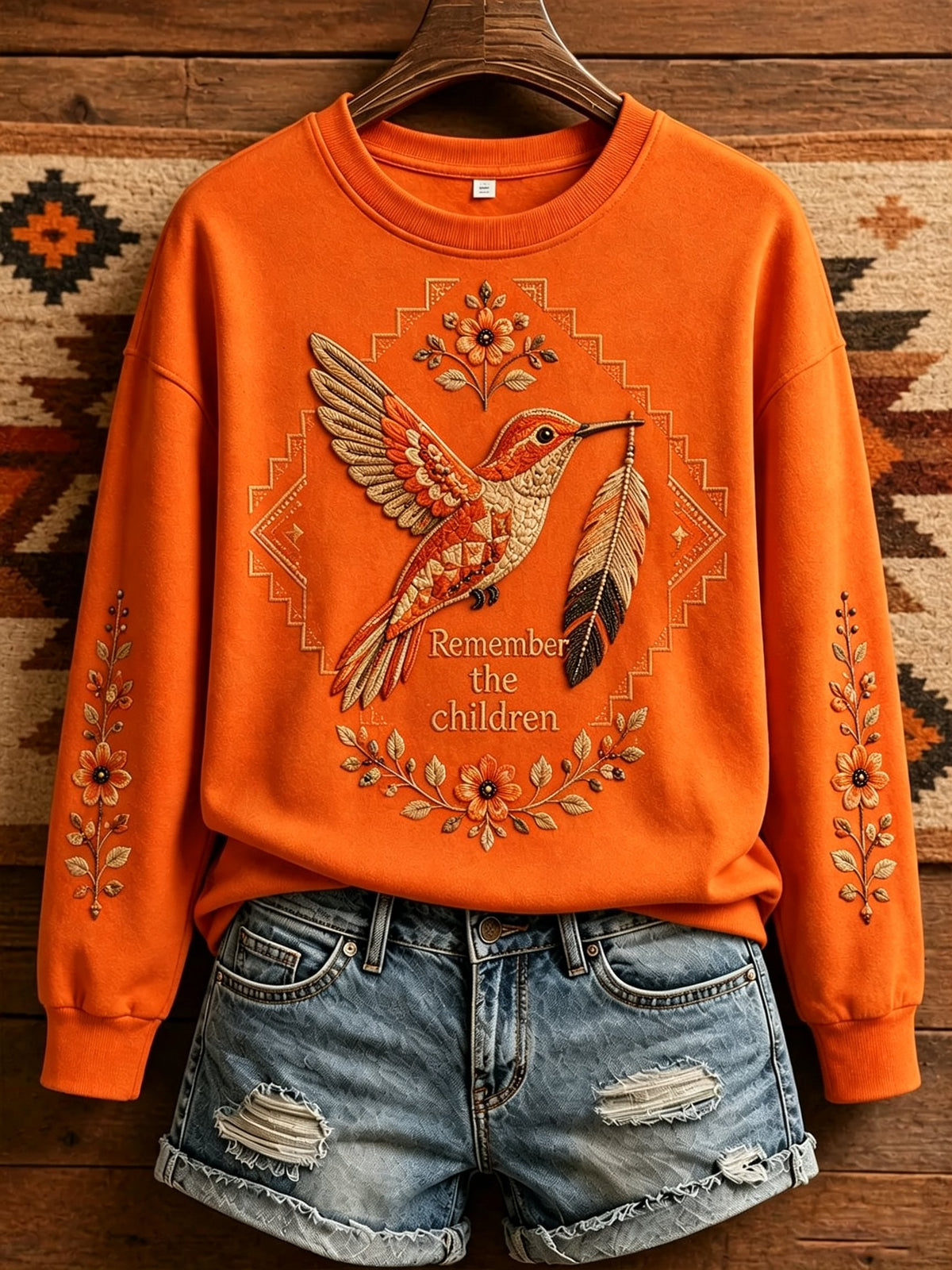 Women's Orange Shirt Day Print Casual Sweatshirt
