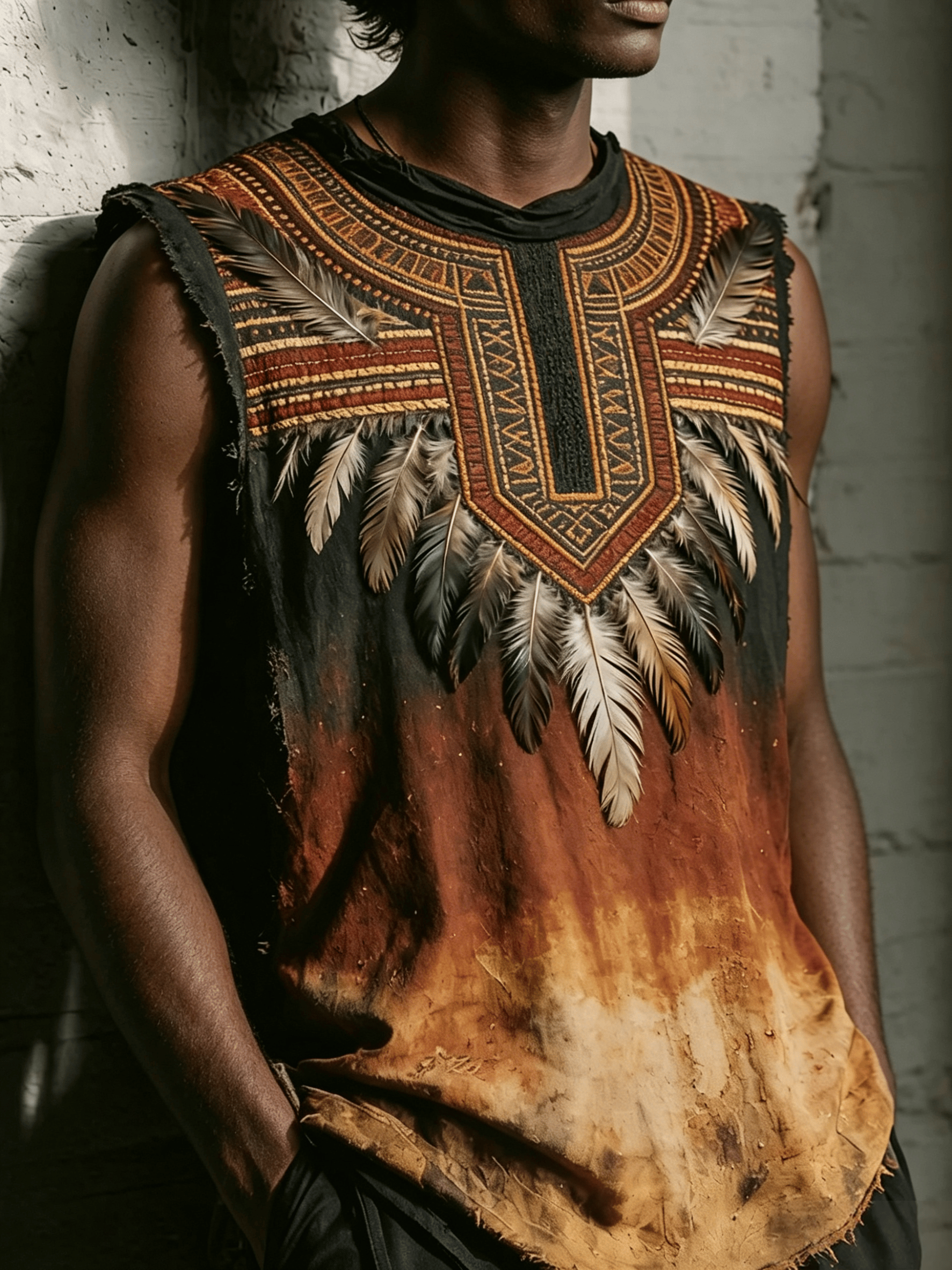 Men's Retro African Abstract Art Print Vest
