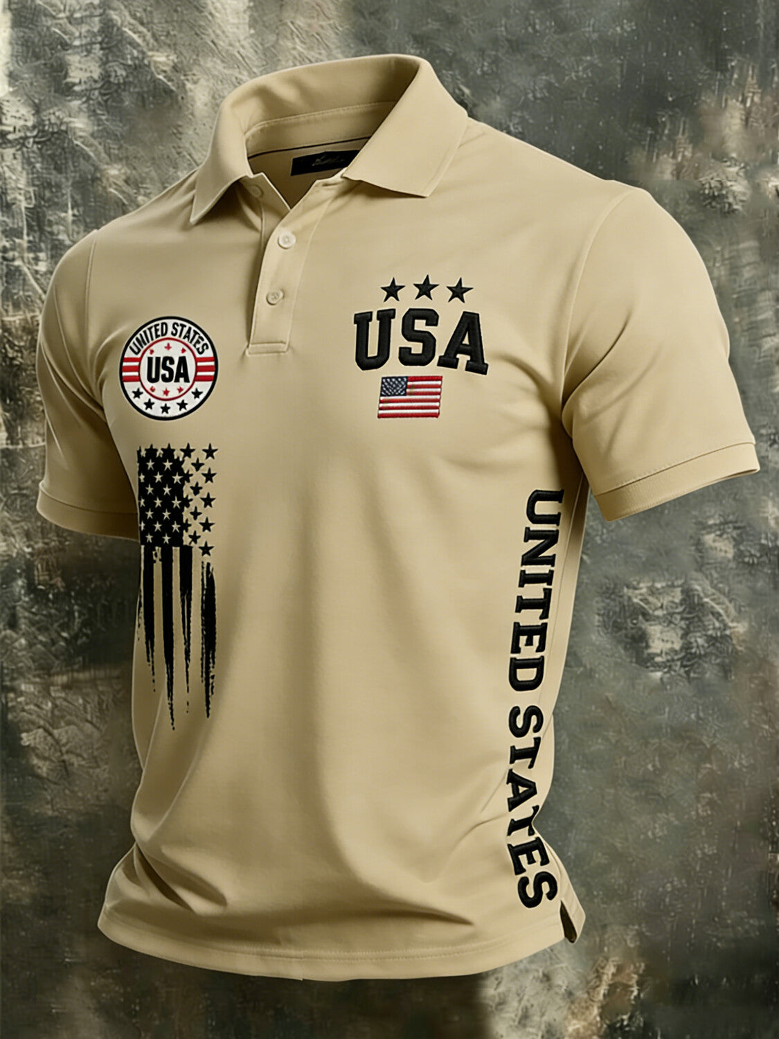 Men's United States USA Flag Print Polo Shirt
