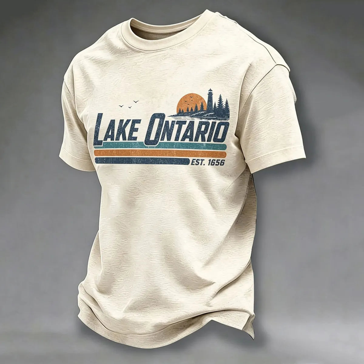 Men's Ontario Lake Printed Casual T-shirt