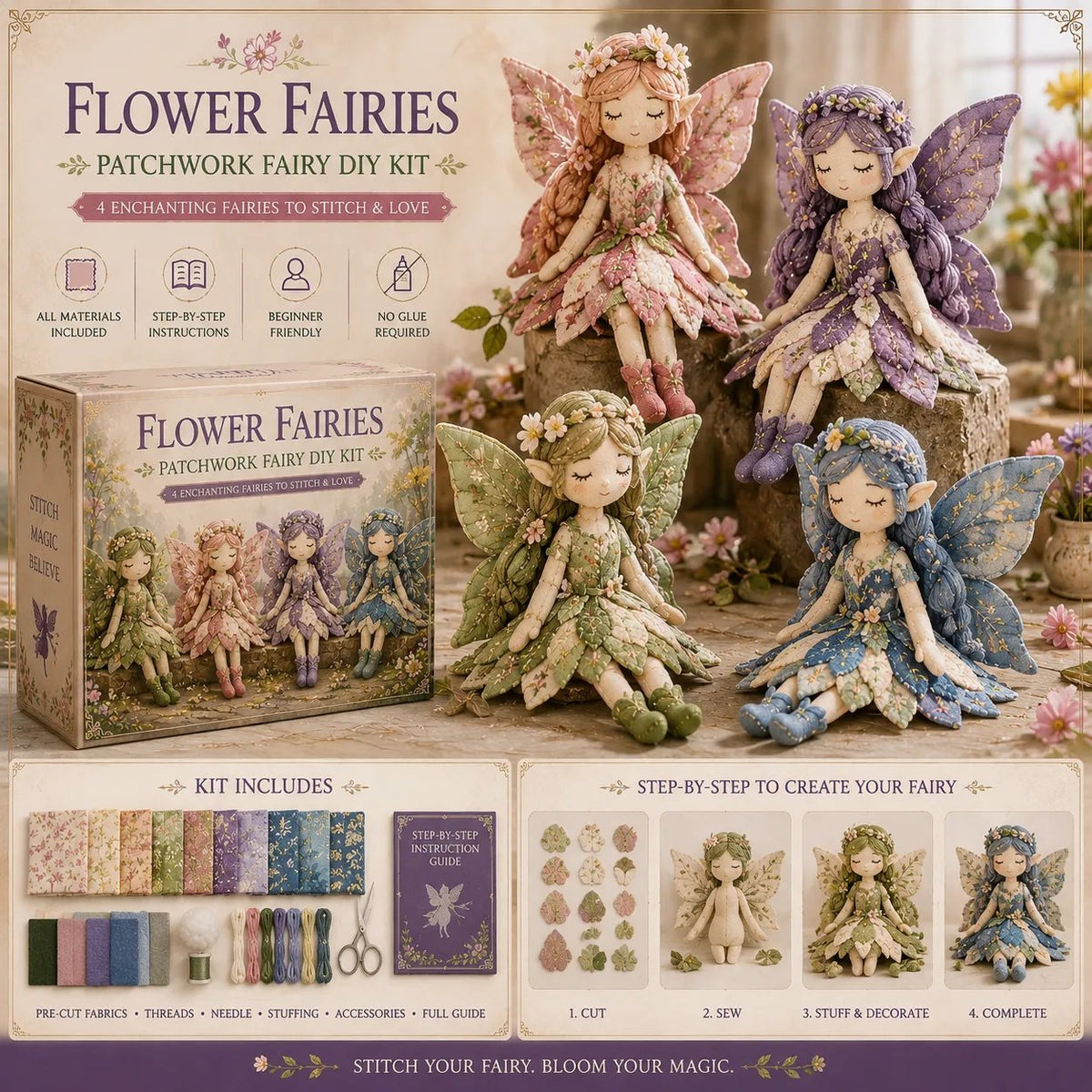 🔥HOT SALE 49% OFF - 🧚A Fairy Tale You Can Stitch – DIY Patchwork Fairy Doll Collection🧵