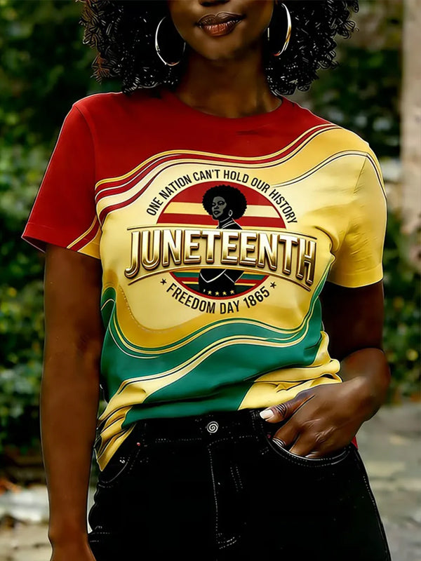 Women's Juneteenth Geometric Art Print Casual T-Shirt