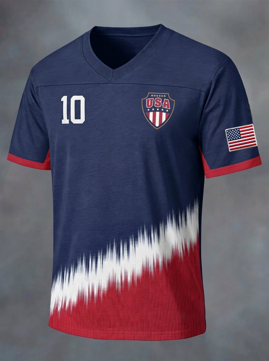 Men's American Soccer World Cup Short-Sleeved Sports T-Shirt