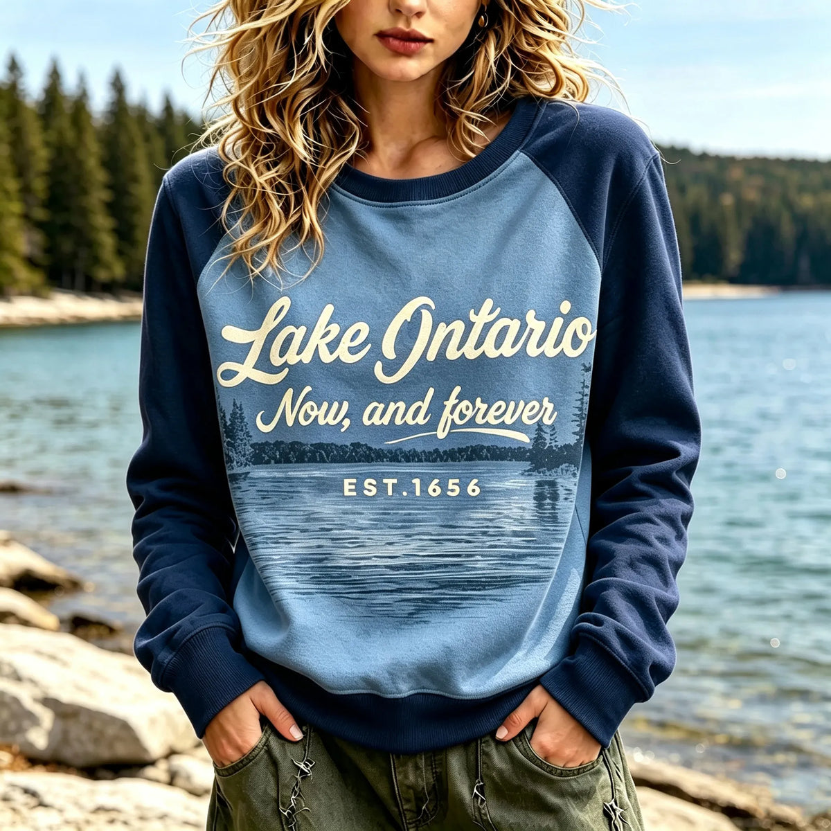 Women's Retro Lake Ontario Print Sweatshirt