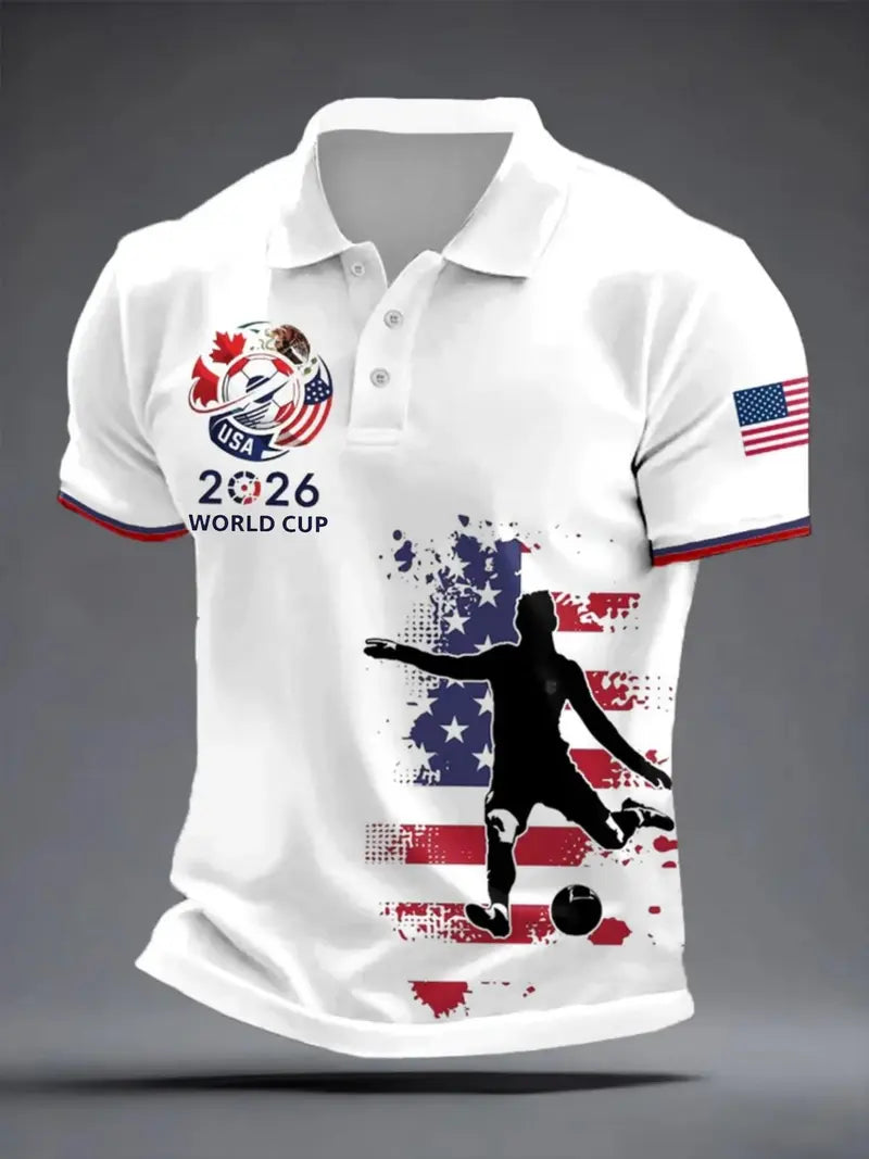 Men's Casual Sports Short Sleeve, 2026 Football & American Flag Pattern