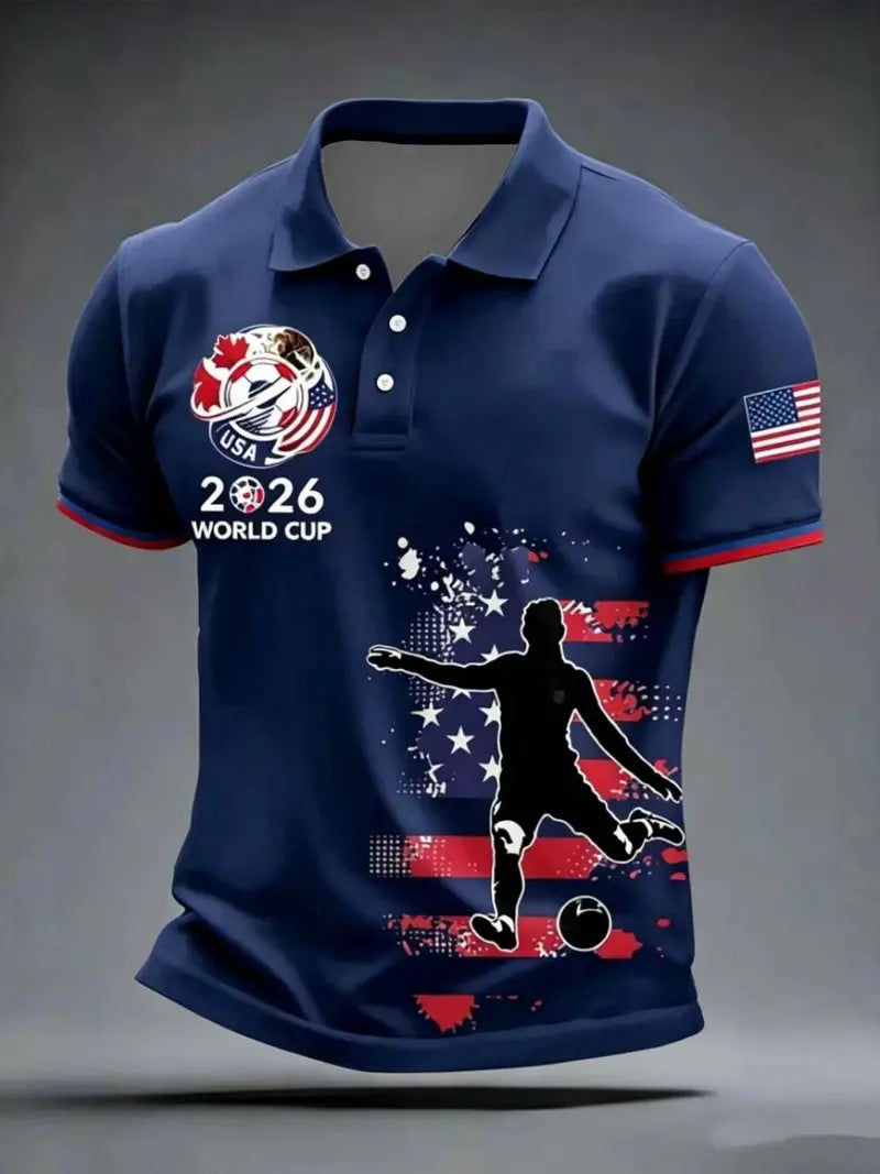 Men's Casual Sports Short Sleeve, 2026 Football & American Flag Pattern