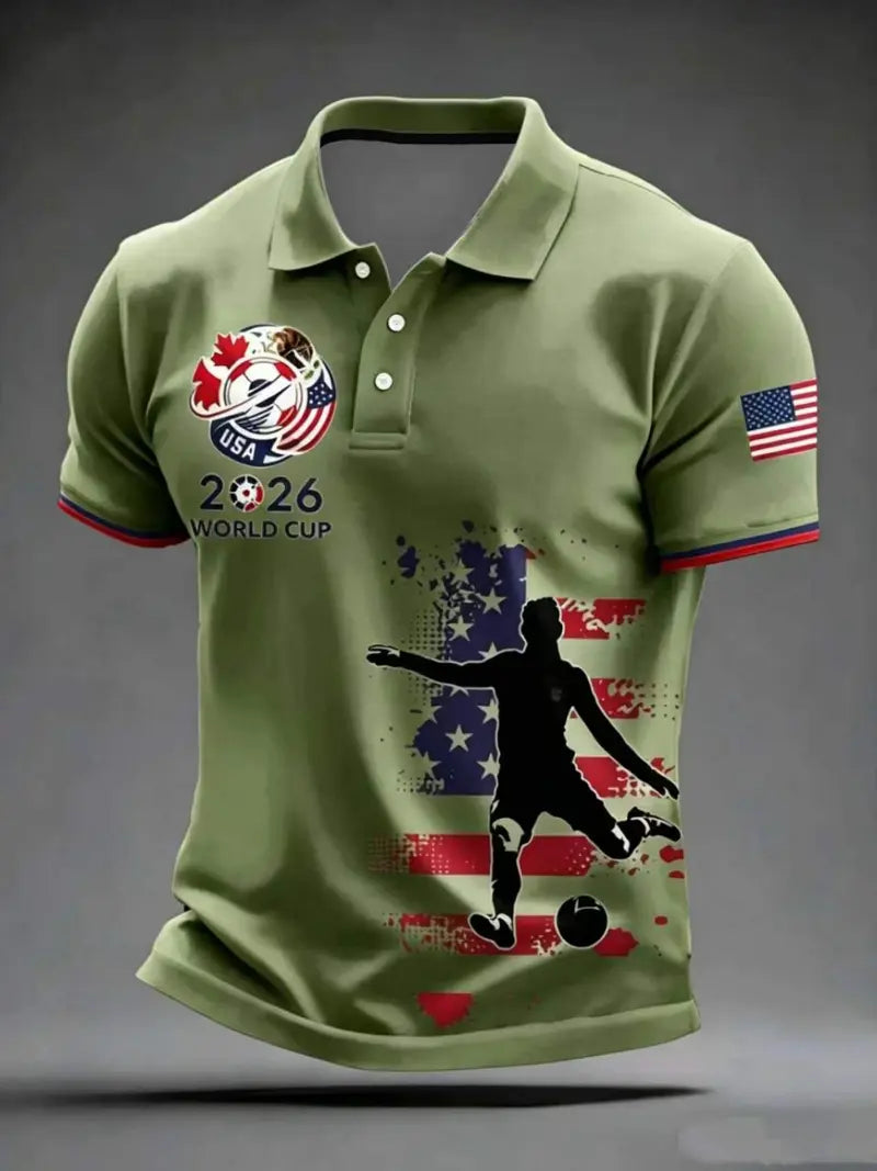 Men's Casual Sports Short Sleeve, 2026 Football & American Flag Pattern