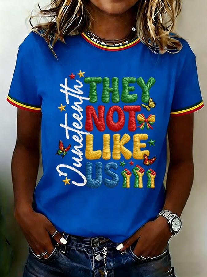 Women's Juneteenth They Not Like Us Print Casual T-shirt