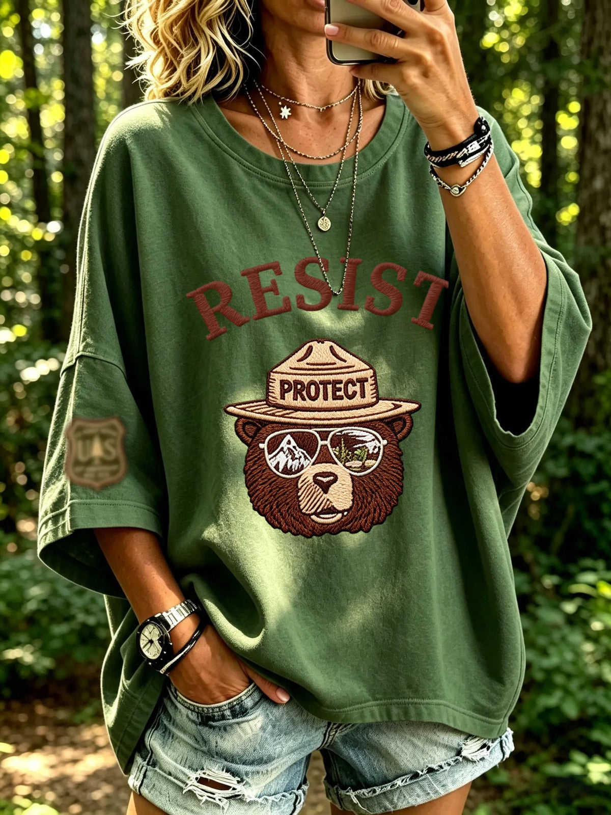 Women's Retro Protect Our Forest Print T-Shirt