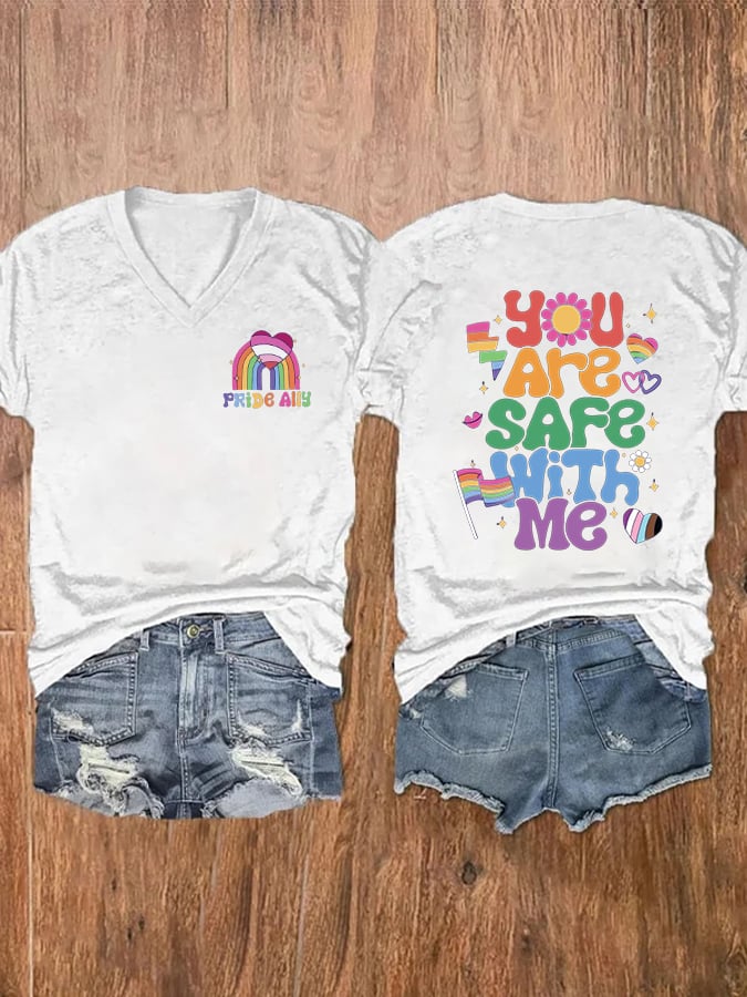 Women's You Are Safe With Me Print T-shirt