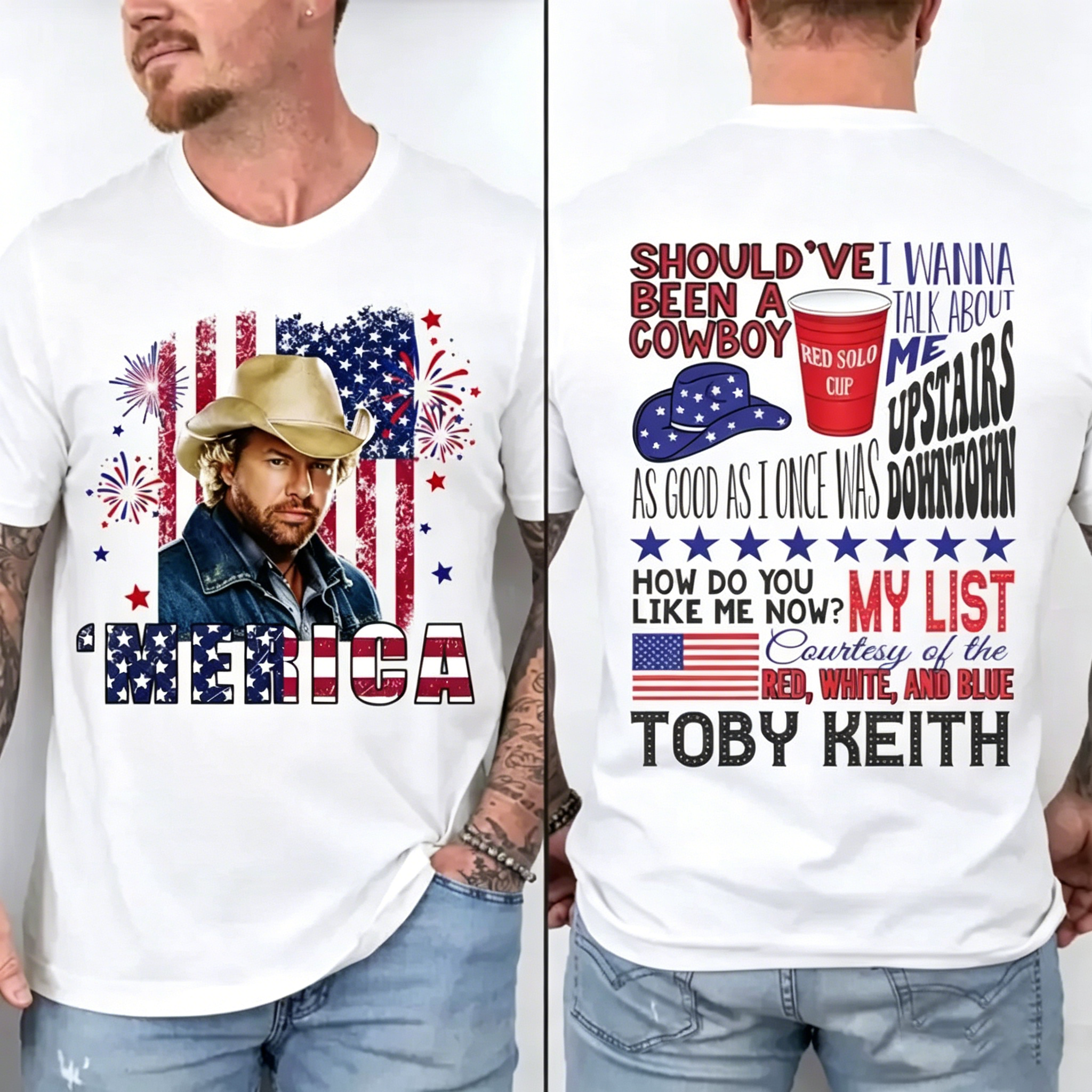 Men's Patriotic Toby Courtesy of the Red White and Blue T-Shirt