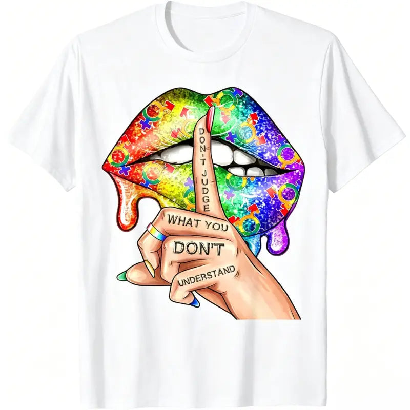 Don't judge things you don't understand. LGBT Pride Lips Pattern T-shirt