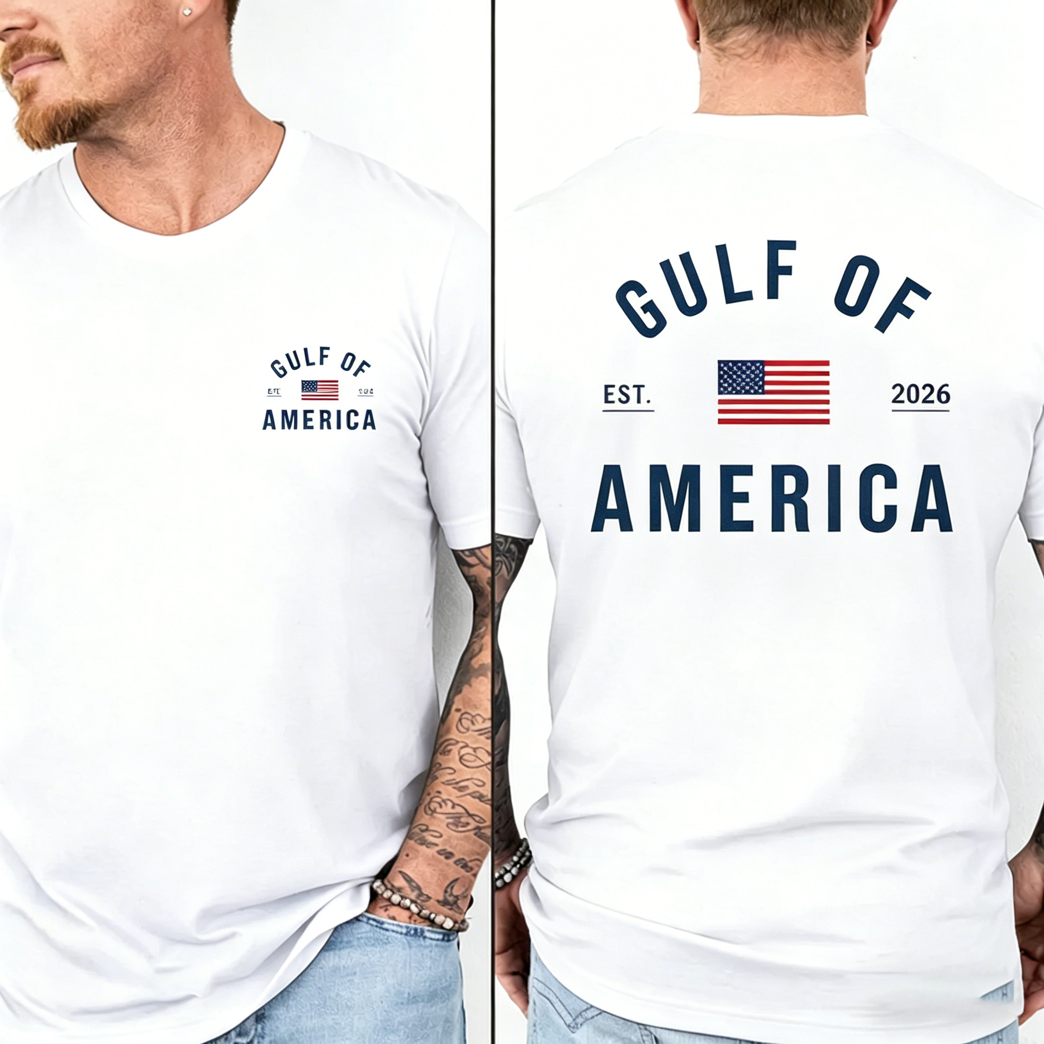 Men's Gulf of America T-Shirt – Patriotic Minimalist USA Flag Graphic Shirt