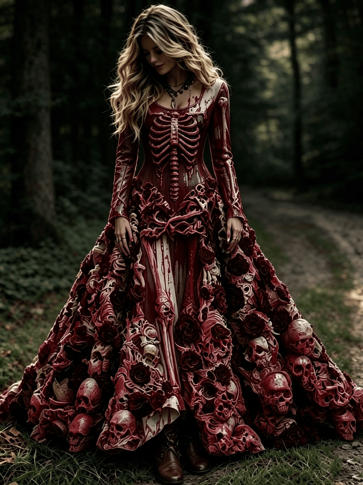 Women's Retro Halloween Style Skull Print Dress