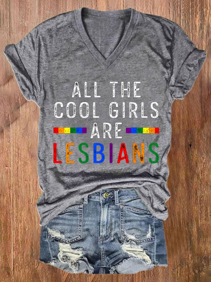Women's Pride Month Printed V Neck Short Sleeve T-Shirt