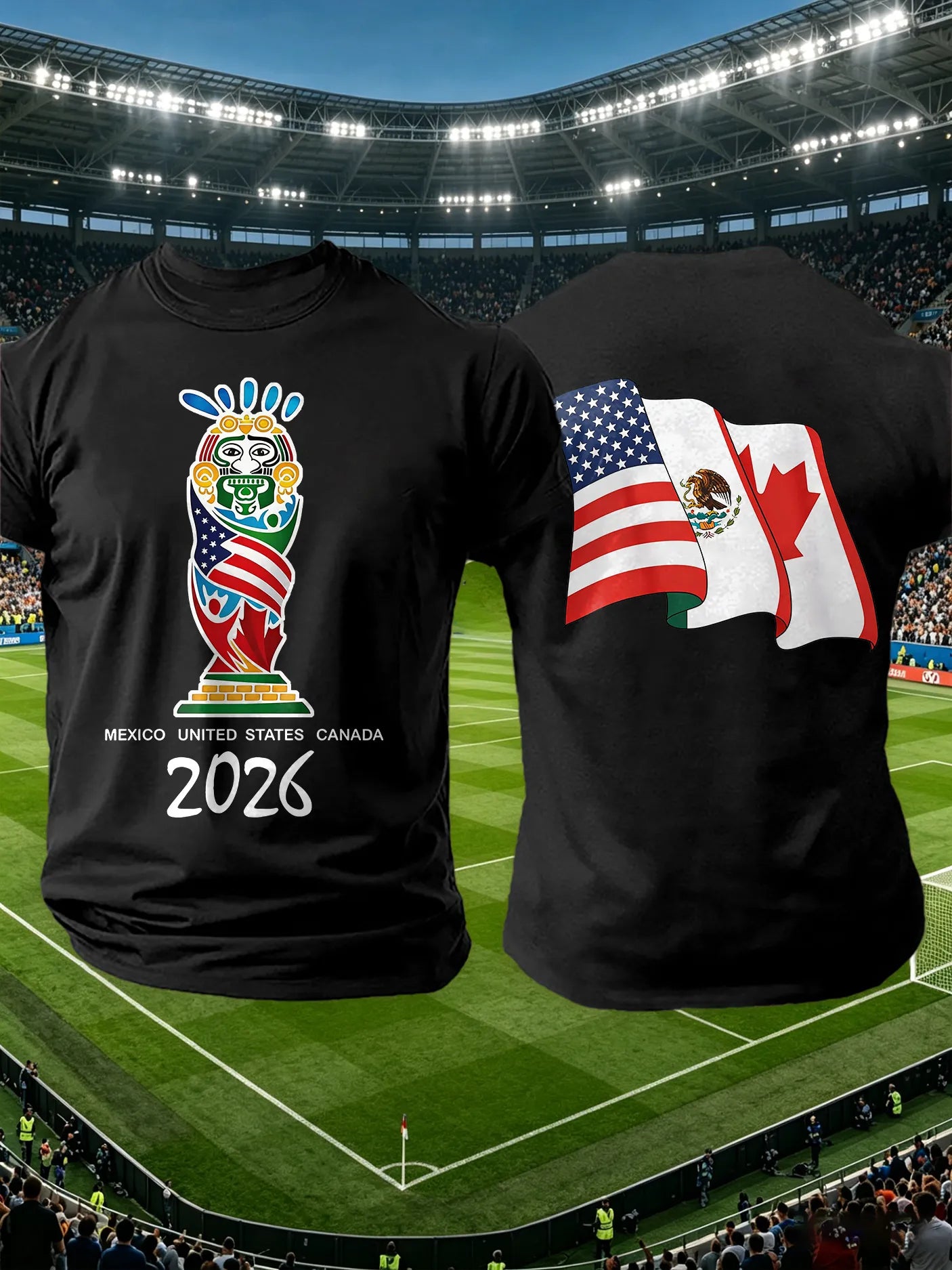 Men's Retro  2026 Soccer Mexico United States Canada Print T-Shirt