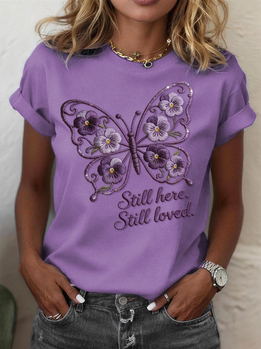 Women's Alzheimer's Awareness Crew Neck Short-Sleeve T-Shirt