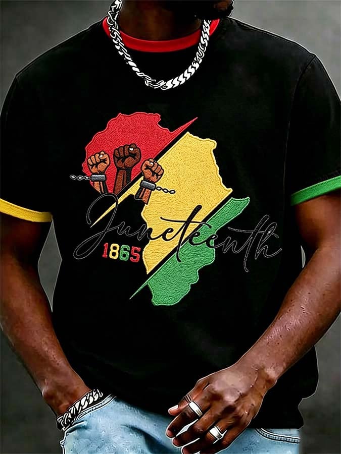 Men's Juneteenth "Break All Chains" Graphic Casual T-Shirt