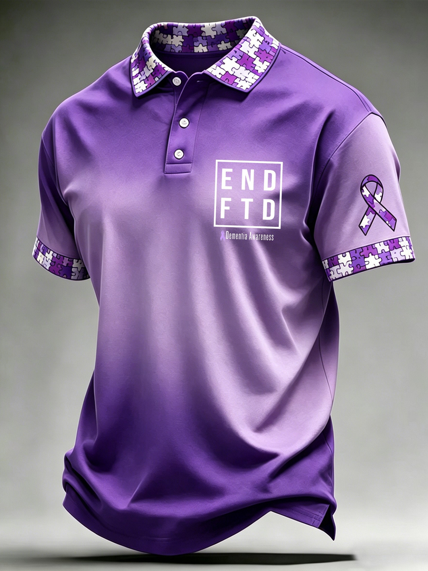 Men's Alzheimer's Awareness Printed Polo Shirt