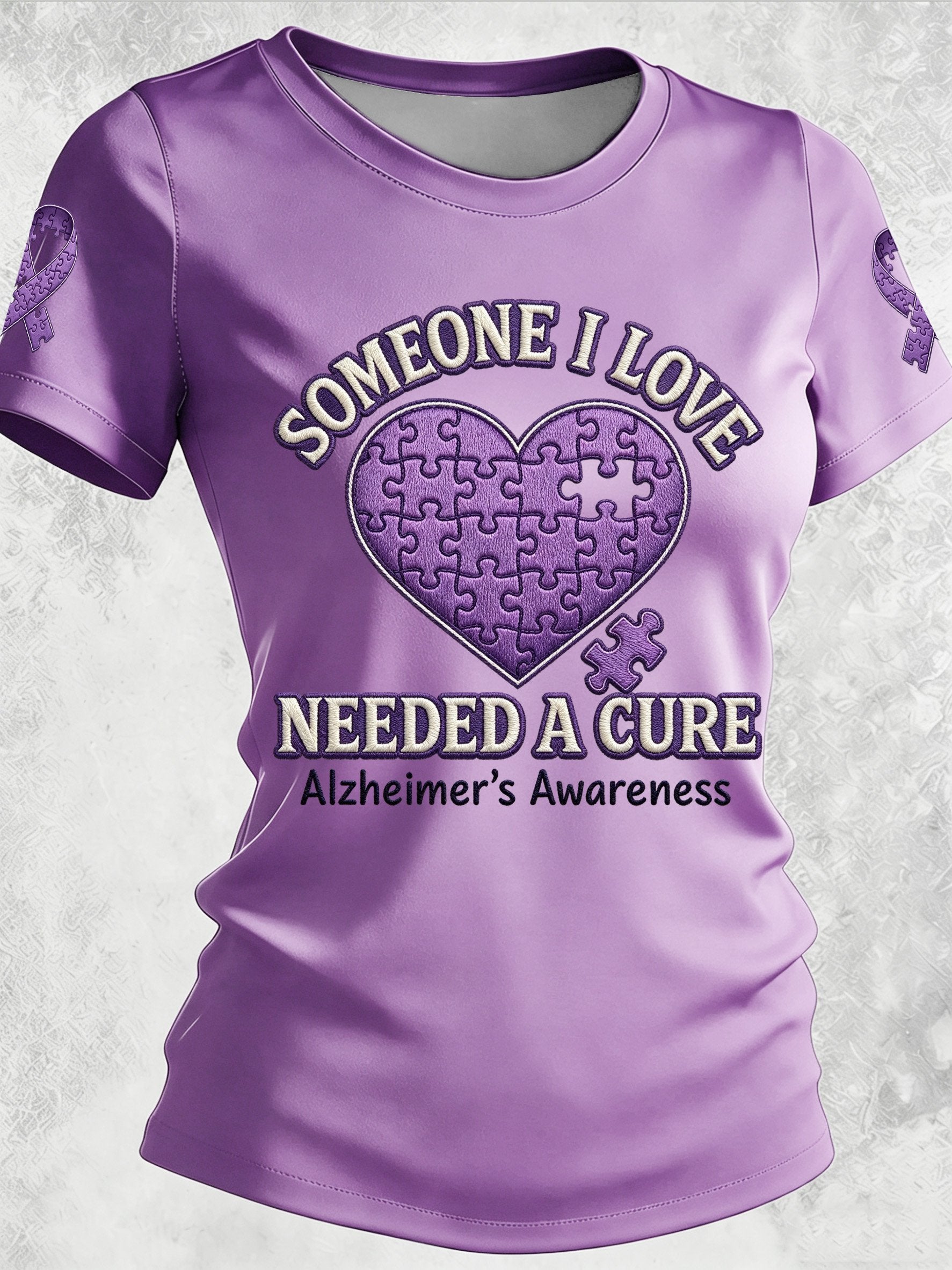 Women's Alzheimer's Awareness Print Casual Crewneck Top