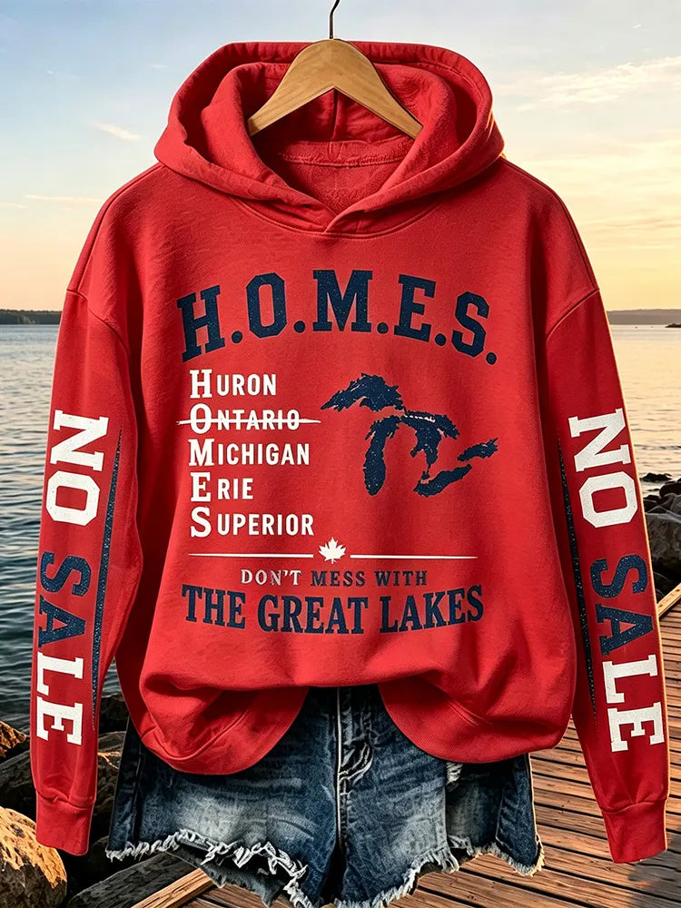 Women's Vintage Canada Lake Ontario Print Hoodie