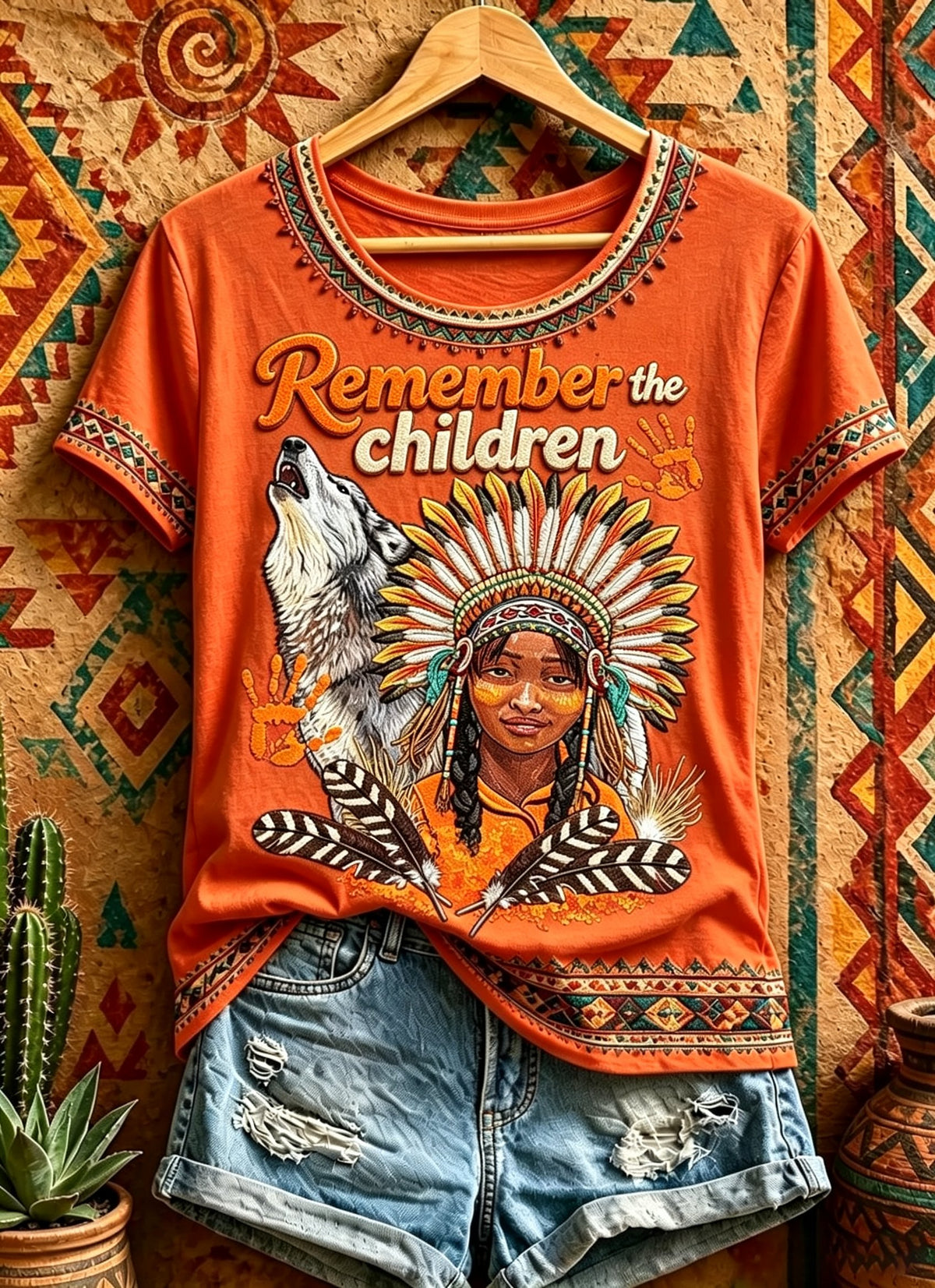 Women's Orange Shirt Day Print Casual T-shirt