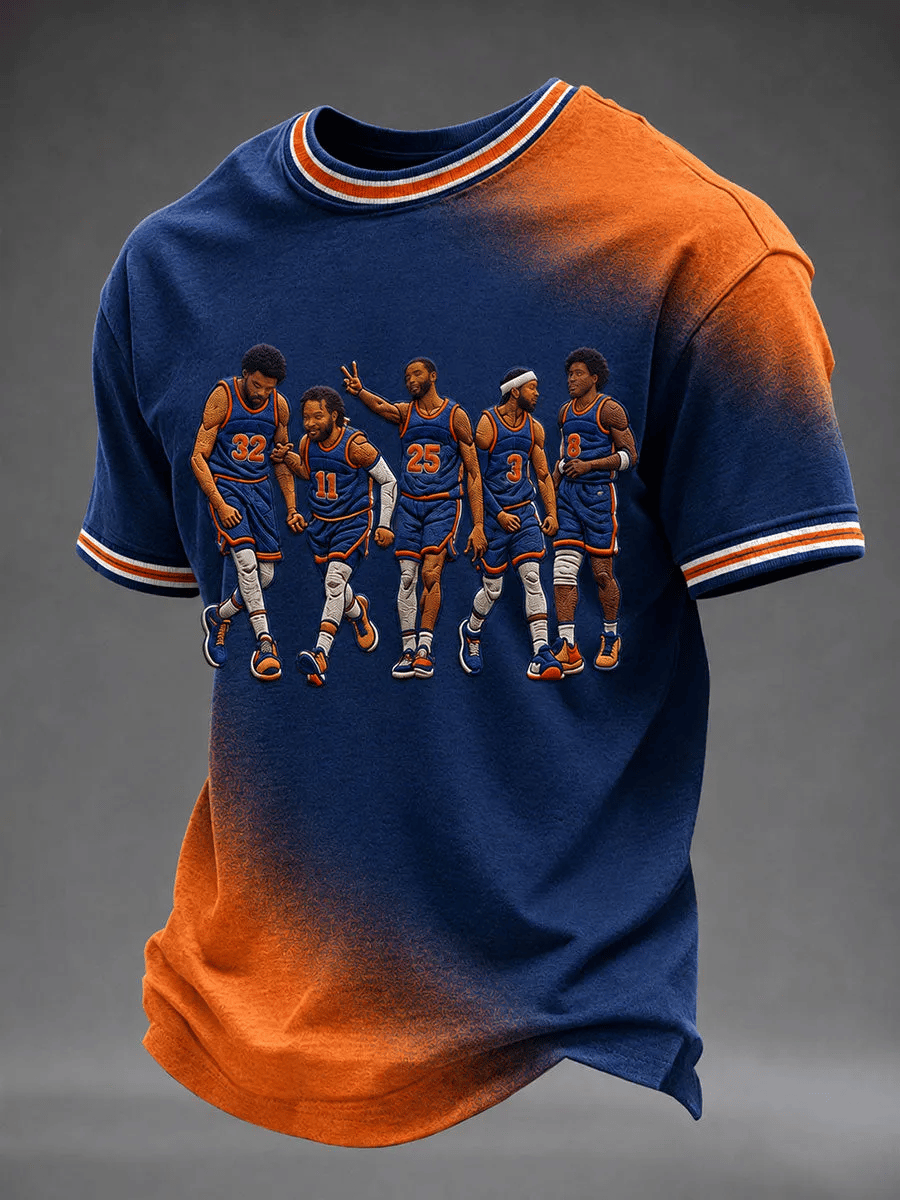 Men's Basketball Print Crew Neck T-Shirt