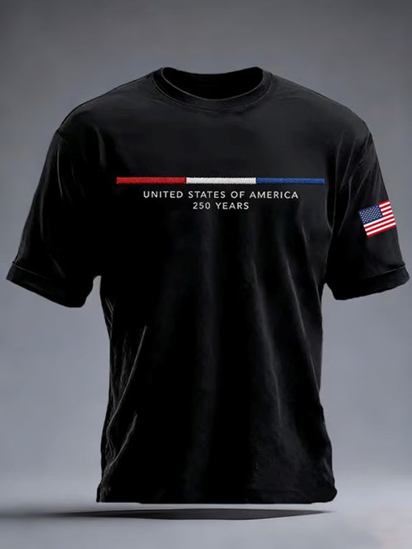 Men's United States of America 250 Years Print Casual T-Shirt