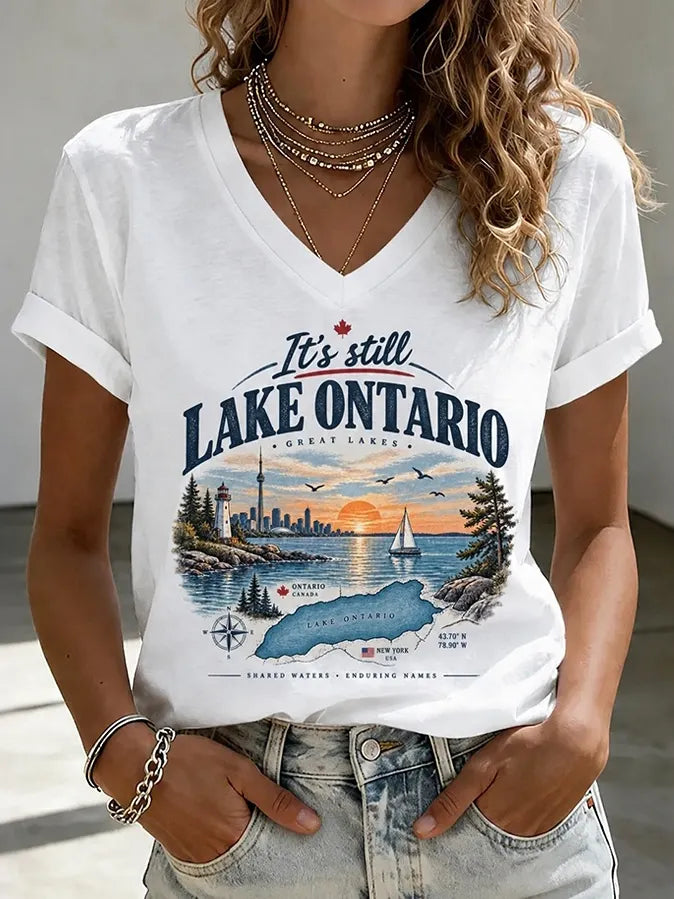 Women's Lake Ontario Art Print Casual T-shirt