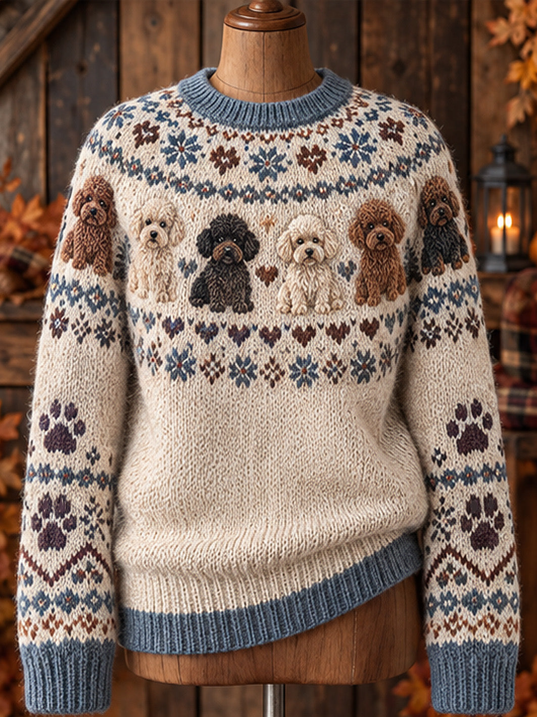 Women's Dog Pattern Autumn and Winter Leisure Long Sleeve Sweater