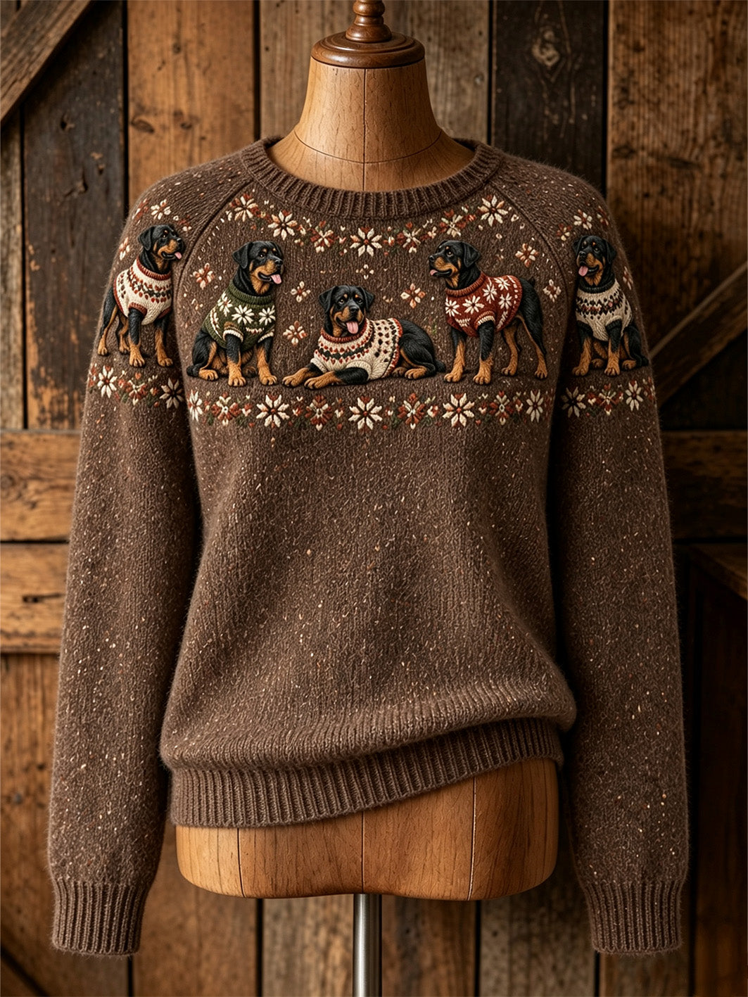 Women's Dog Pattern Casual Raglan Sleeve Sweater