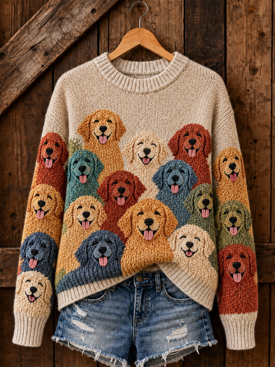 Women's Cute Dogs Print Dog Lovers Casual Sweater