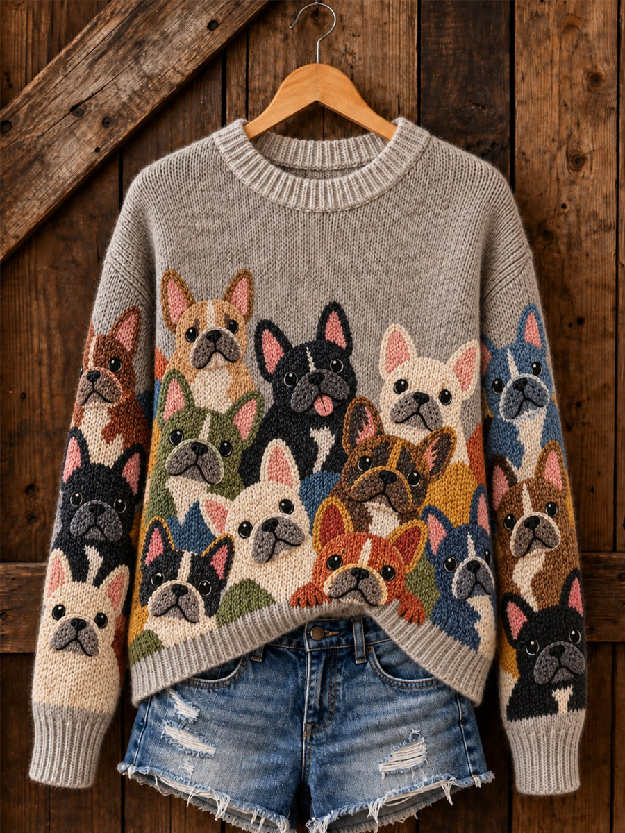 Women's Cute Dogs Print Dog Lovers Casual Sweater