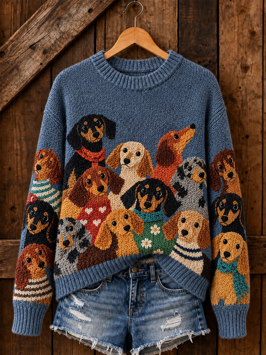 Women's Cute Dogs Print Dog Lovers Casual Sweater