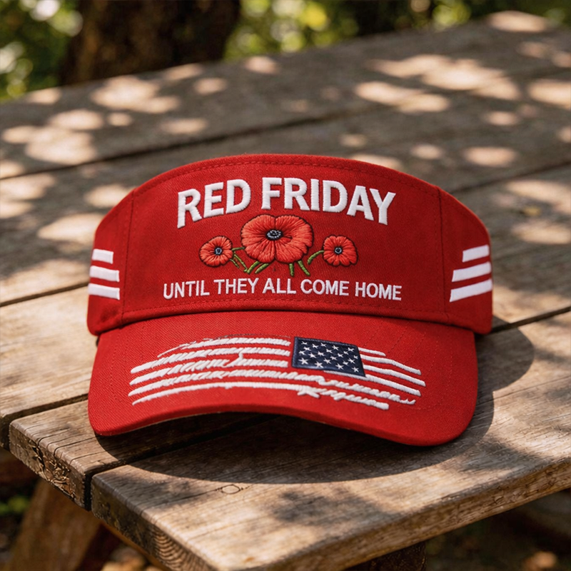 USA "Red Friday" Poppy Commemorative Art Print Casual Tennis Cap