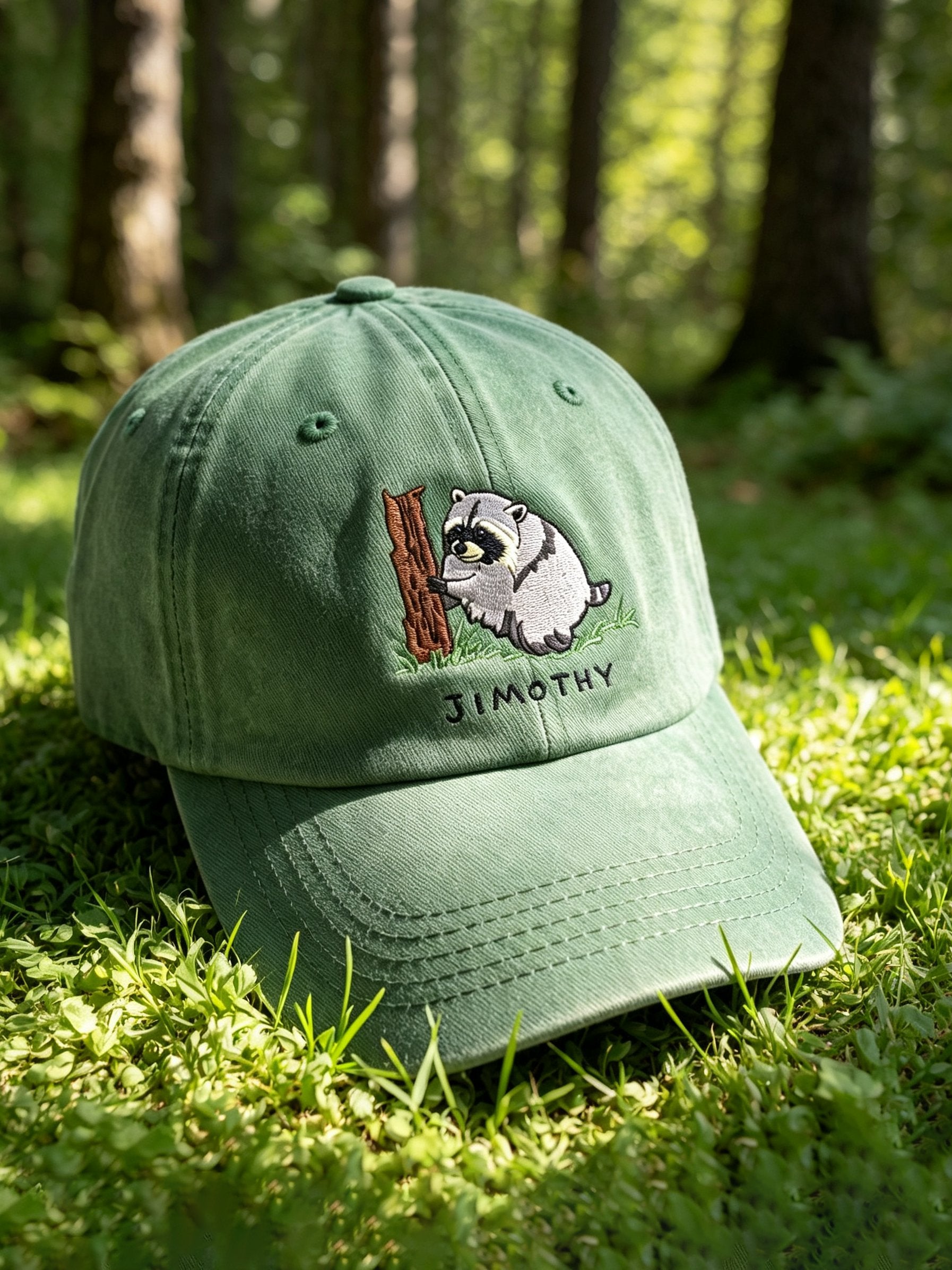 Retro Jimothy Raccoon Print Baseball Cap